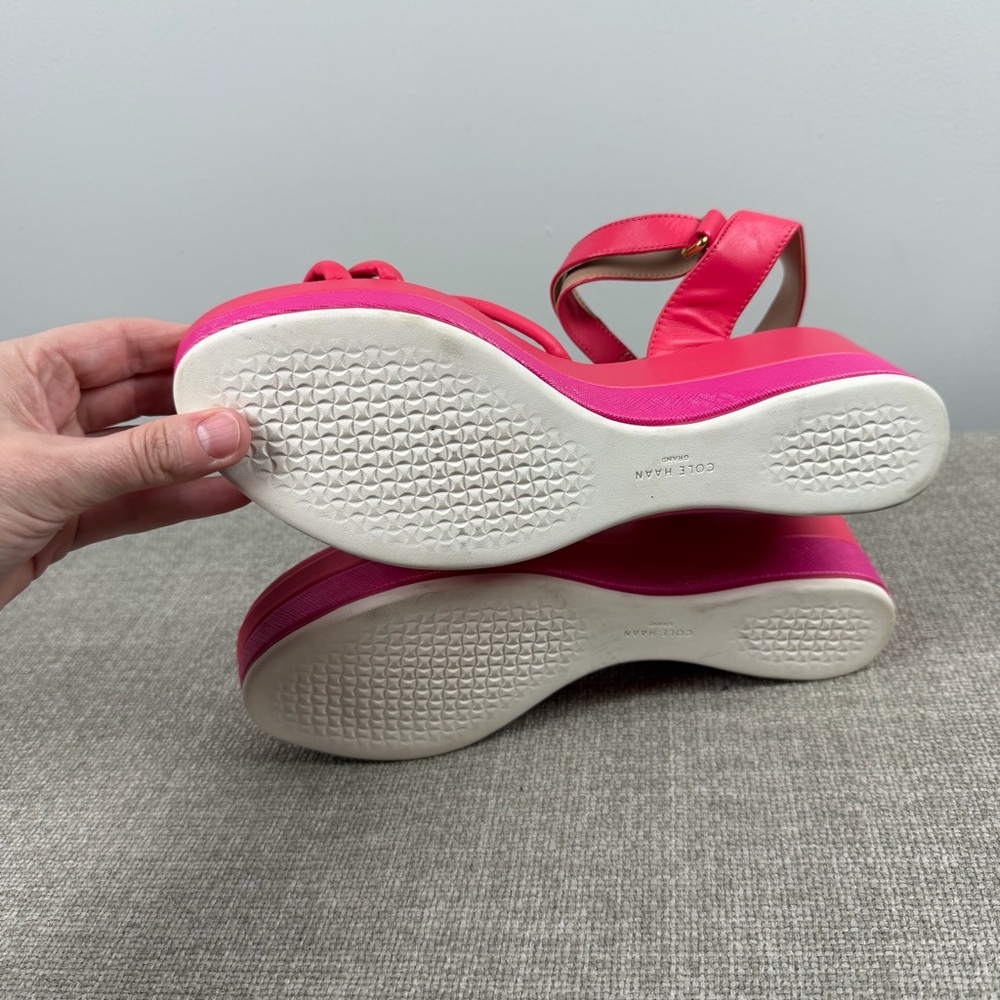 Cole Haan Neon Pink Puffy Strap Grand Ambition Addison Flatform Wedge Sandals 9 - Picture 7 of 12
